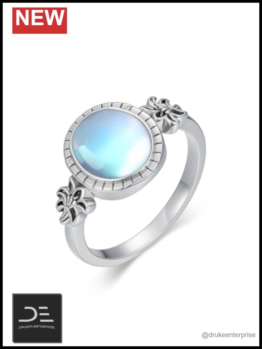 925 Sterling Silver Moonstone Lily Ring for Women Gemstone Statement Jewelry